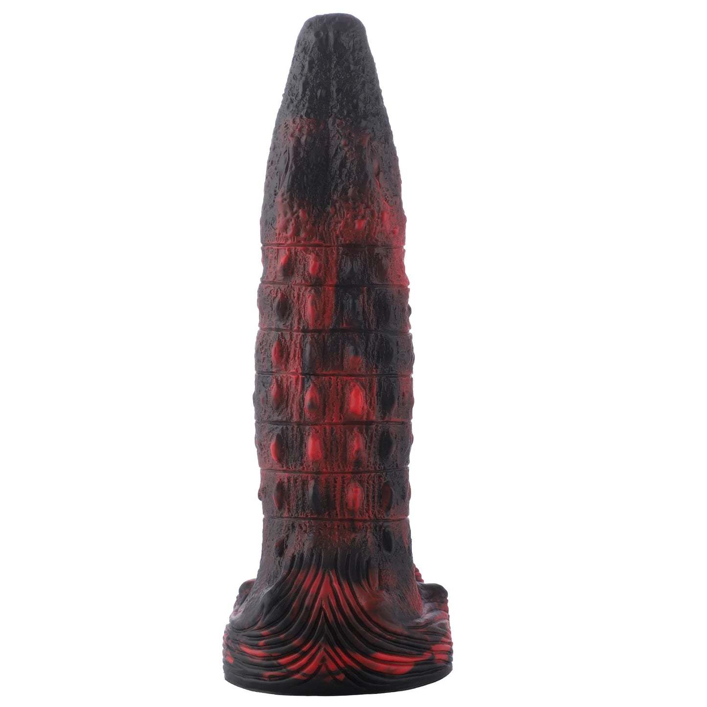 Wildolo Fantasy Crocodilly Zwarte Siliconen Zuignap Dildo 23 cm - Schubachtige Textuur en Knobbels.