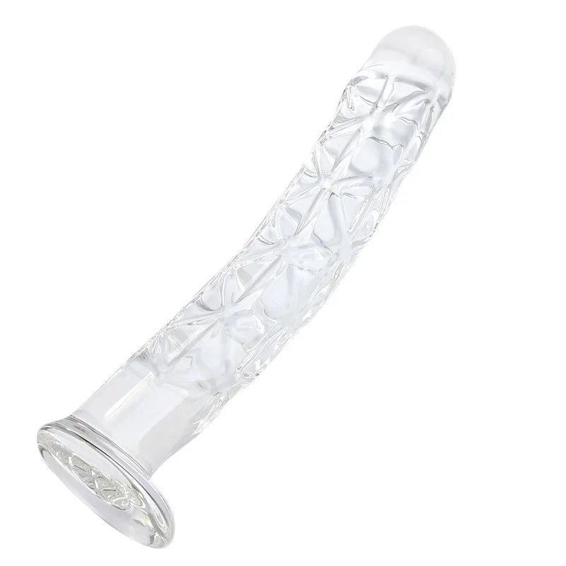 Luxury Glass Dildo for Sensual Stimulation - 18 cm Size, Unique Ribbed Design, Premium Material -.