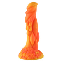 Wildolo Fantasy zuignap dildo oranje 21 cm - trillende realistische oranje dildo voor handsfree gebruik.