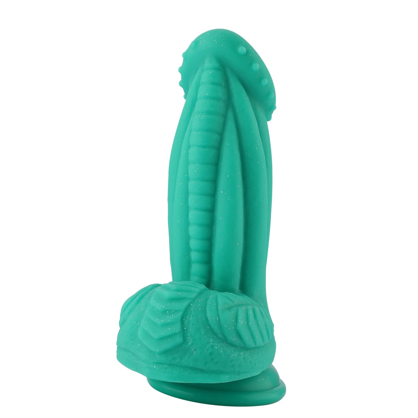 Fairy Fantasy siliconen zuignap dildo groen 20 cm - realistisch ontwerp, handsfree gebruik, premium.