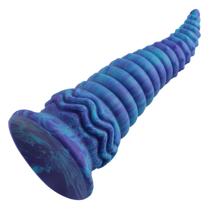 24 cm Blue Anal Spiral Fantasy Suction Cup Dildo | Wildolo Realistic Glow in the Dark Anal Fantasy.