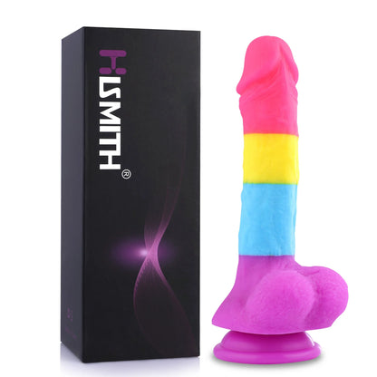 Fantasy Rainbow Sugar Dildo 22 cm - Colorful, Realistic & Powerful Silicone Toy