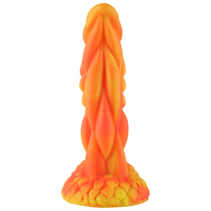 Wildolo Fantasy zuignap dildo oranje 21 cm - trillende realistische oranje dildo voor handsfree gebruik.
