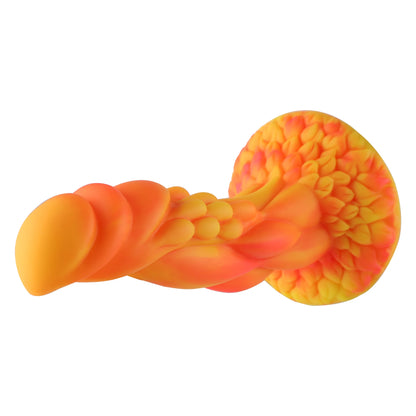 Wildolo Fantasy zuignap dildo oranje 21 cm - trillende realistische oranje dildo voor handsfree gebruik.