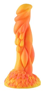 Wildolo Fantasy zuignap dildo oranje 21 cm - trillende realistische oranje dildo voor handsfree gebruik.