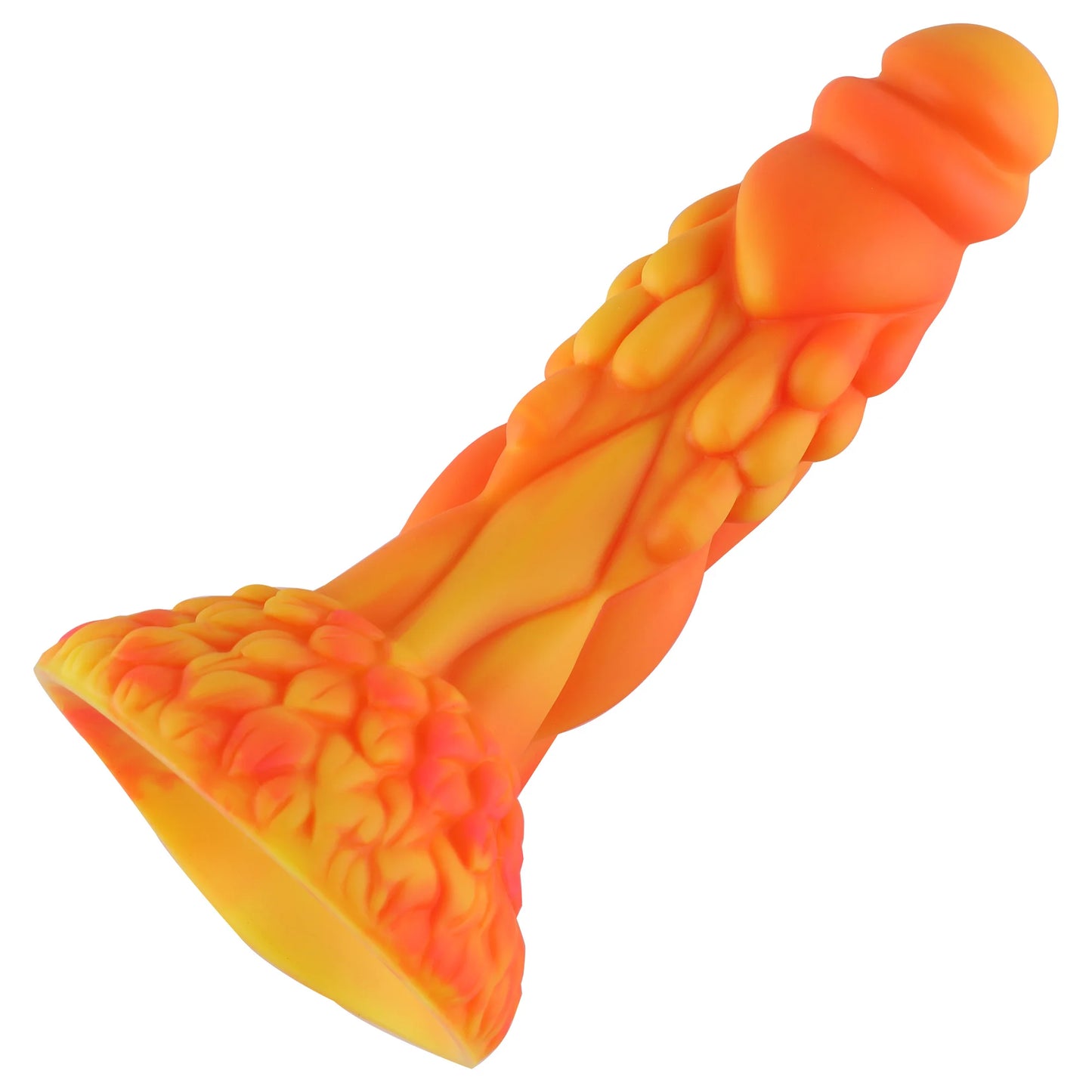 Wildolo Fantasy zuignap dildo oranje 21 cm - trillende realistische oranje dildo voor handsfree gebruik.