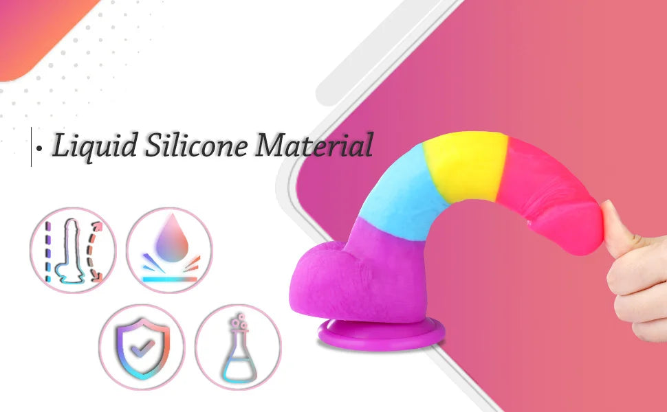 Fantasy Rainbow Sugar Dildo 22 cm - Colorful, Realistic & Powerful Silicone Toy