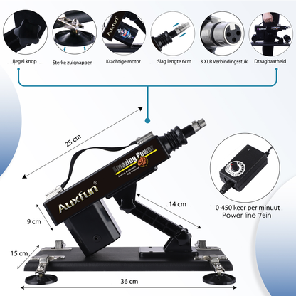 Auxfun® Basic Sex Machine - Package Lorenzo With Dildos and Accessories