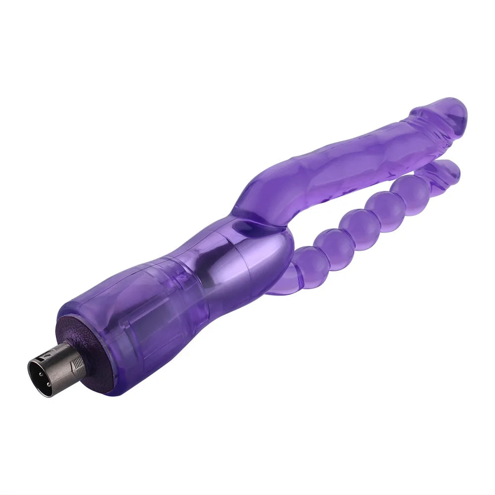 Dubbel geribbelde 3XLR dildo voor Auxfun Basic seksspeeltje 23 cm