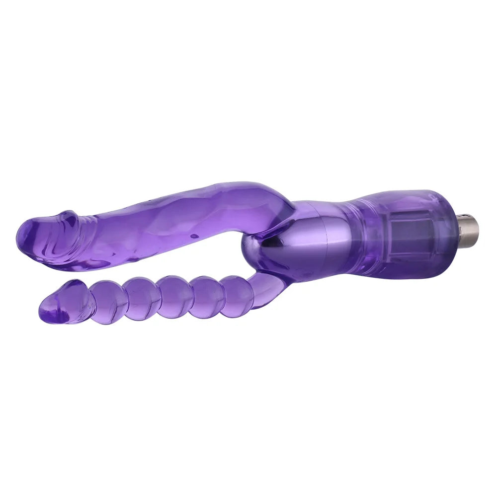 Dubbel geribbelde 3XLR dildo voor Auxfun Basic seksspeeltje 23 cm