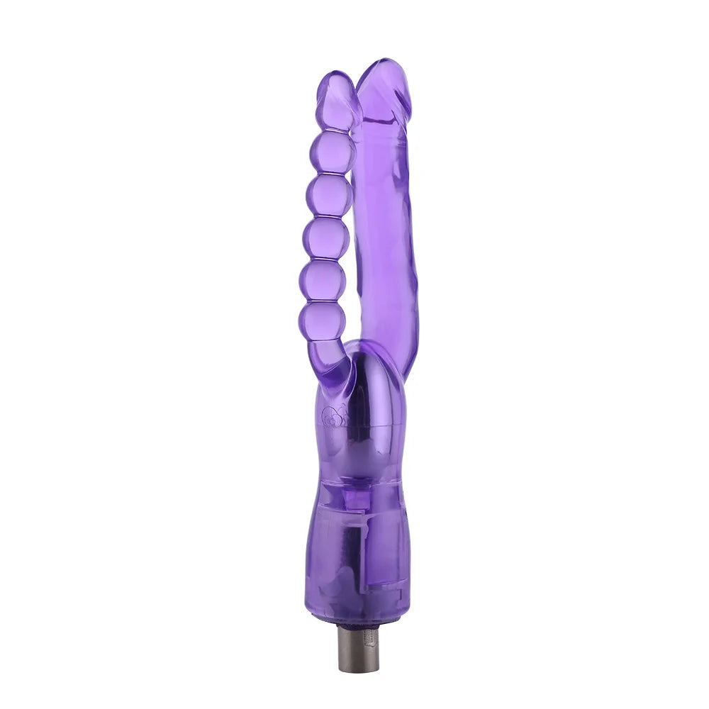 Dubbel geribbelde 3XLR dildo voor Auxfun Basic seksspeeltje 23 cm