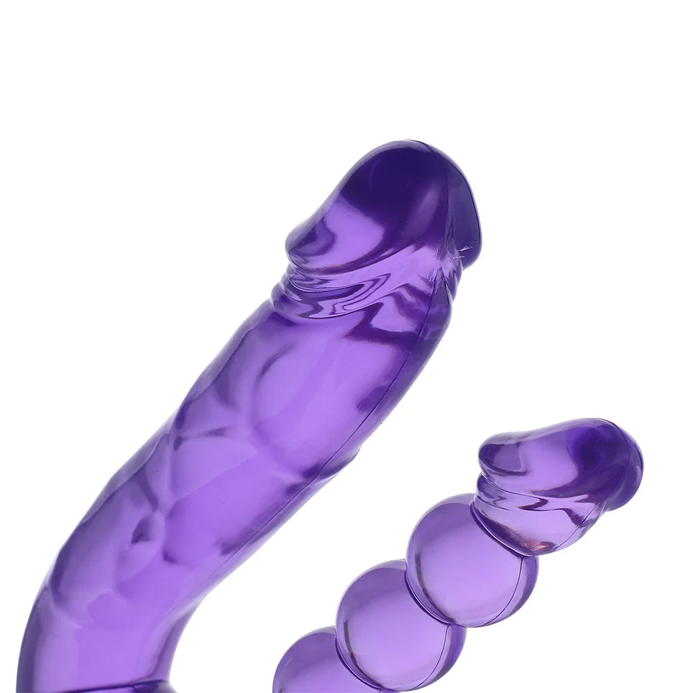 Dubbel geribbelde 3XLR dildo voor Auxfun Basic seksspeeltje 23 cm